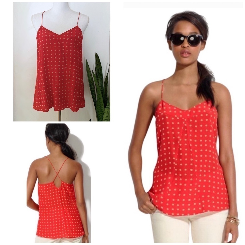 Madewell Red Silk Waterflower Floral Cami Tank Top